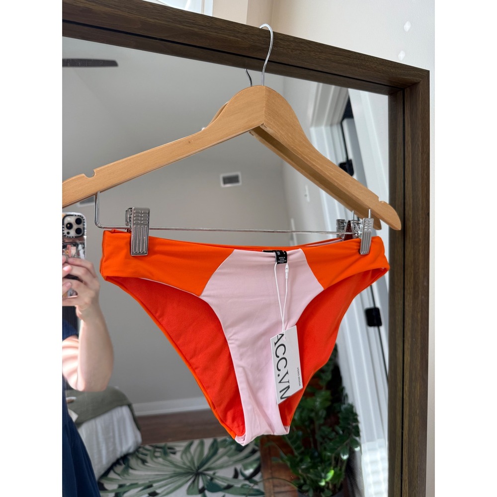 New Vero Moda Swim Brief Bottoms Size S Orange Pink Colorblock Travel